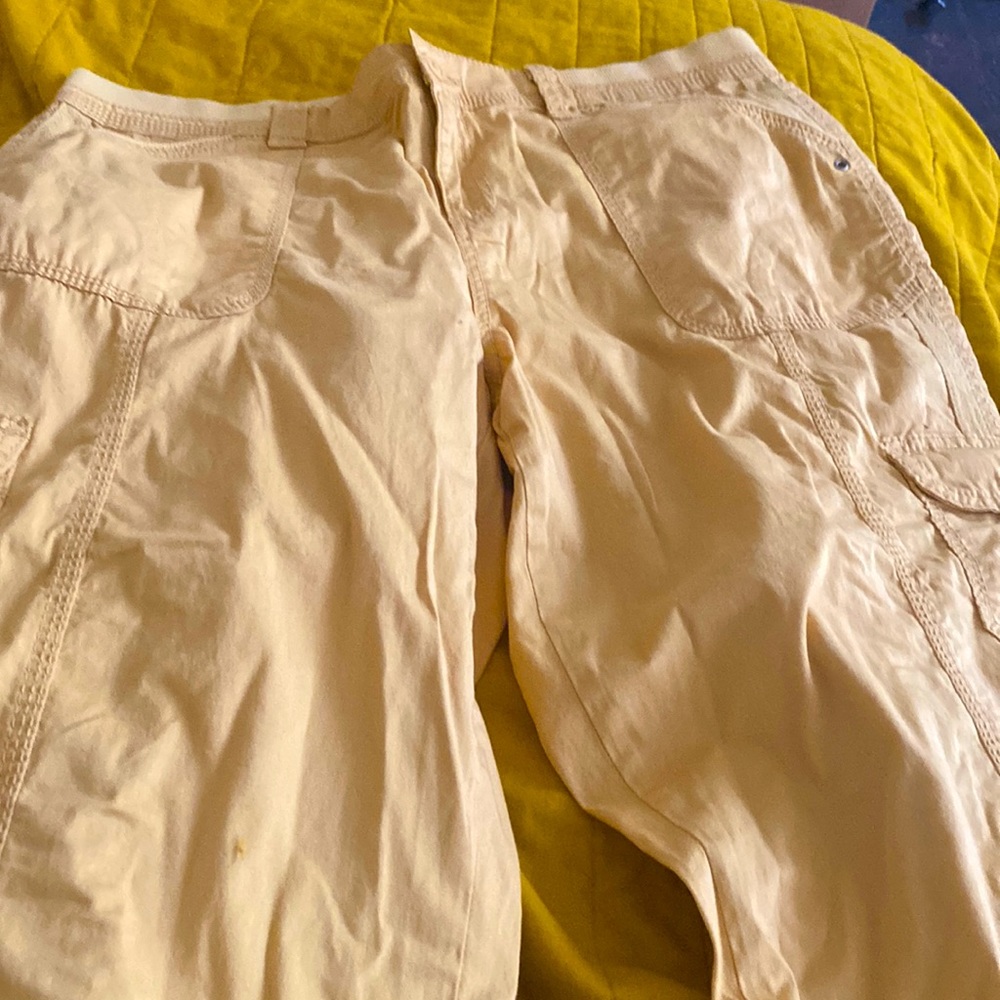 Yellow Cargo Capri length pants